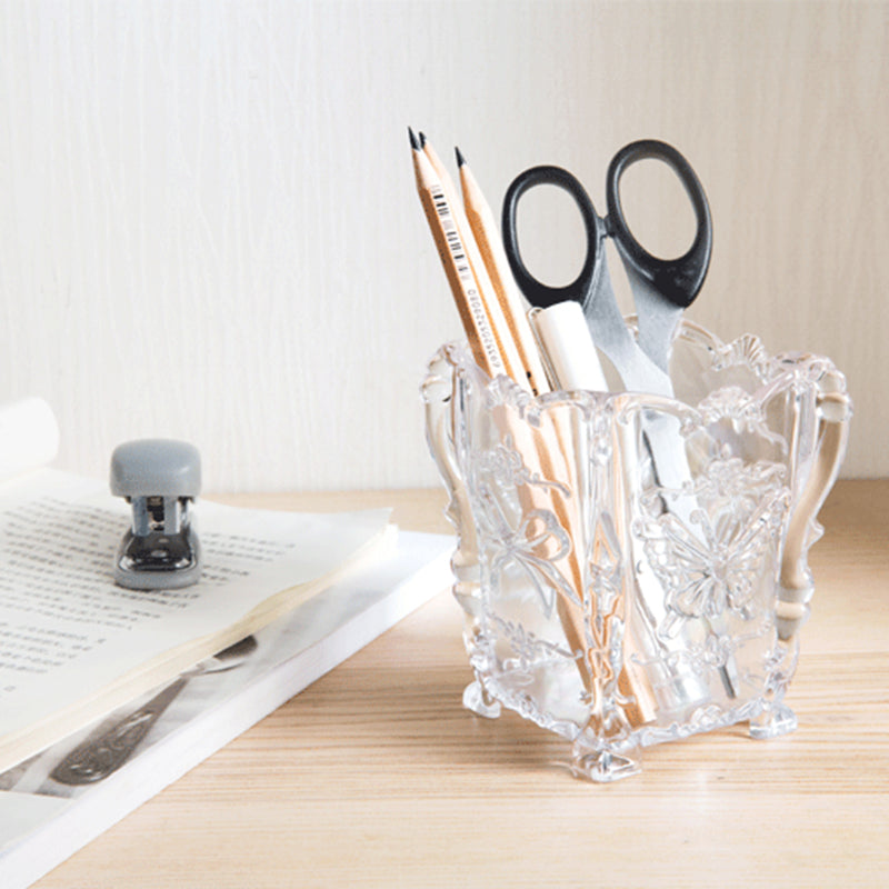 Creative Retro Cosmetics Storage Box, Desktop Makeup Brush, Skin Care Organizer Load Capacity, Elegant Plastic Dressing