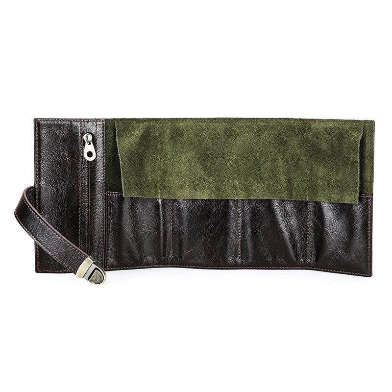 Premium High End Cowhide Leather Portable Watch Storage Bag, Travel Friendly Watch Box for Men, Womens Watch Collection