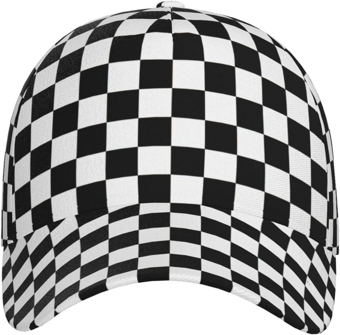 Black White Checkered Flag Baseball Hats Men Women Adjustable Snapback Cap, Checkered Trucker Cap Racing Style Headwear