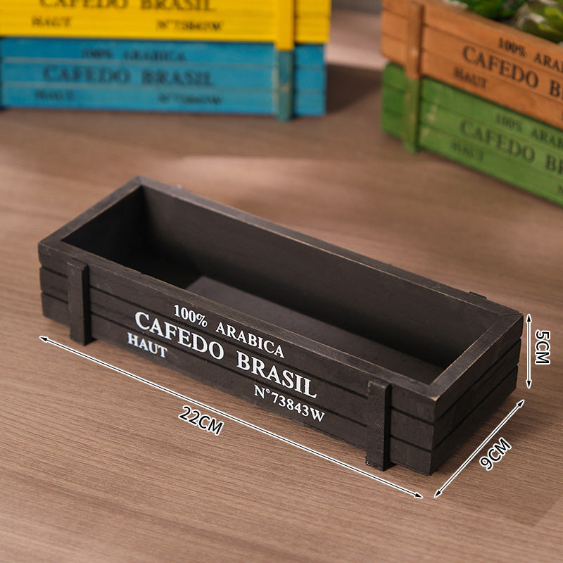 Retro Garden Plant Pot, Vintage Wooden Storage Box for Sundries, Stationery, Pen Box, Succulents, Flower Pots, Balcony