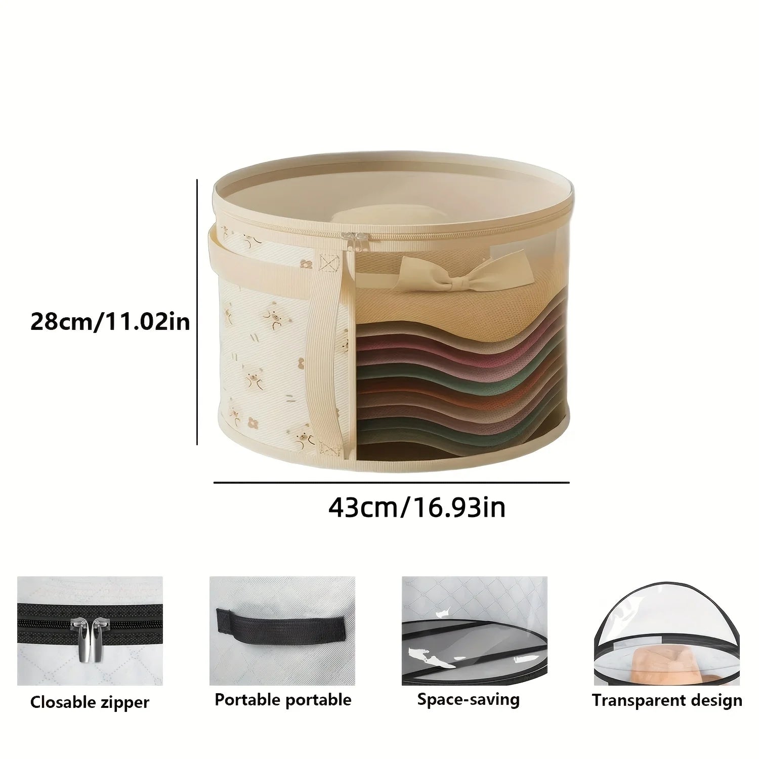 Hat Storage Box, Travel-Friendly Organizer for Beach Hats, Wide Brimmed Hats, Sun Hats, Wardrobe Accessory Essential
