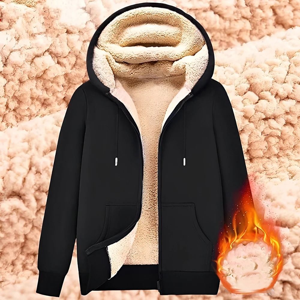 Warm Fleece Lined Zipper Jacket with Pockets for Men and Women Winter Wear