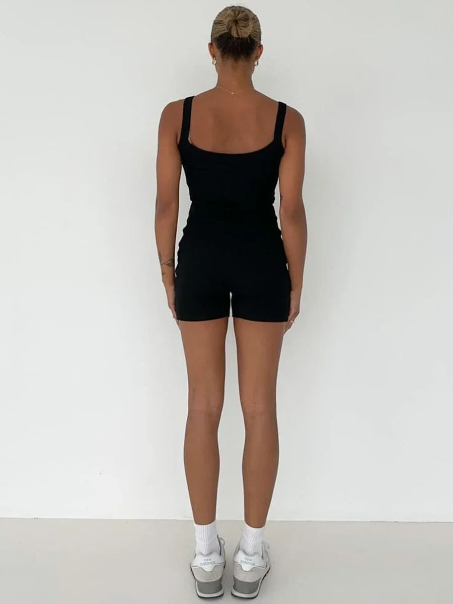 Womens Casual Sleeveless Ribbed U Neck Slim Fit Bodycon Romper Playsuit 5
