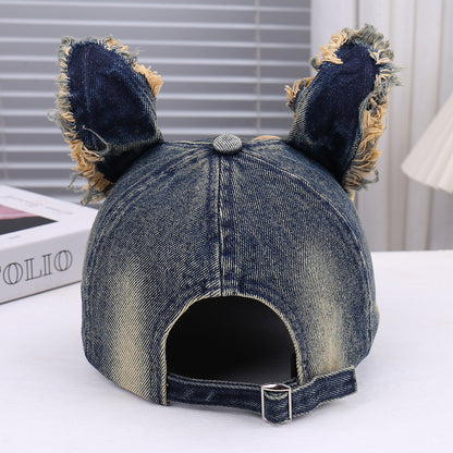 Adjustable Size 3D Ear Decoration Baseball Cap Unisex Fashionable Hole Design Trendy Versatile Sun  1