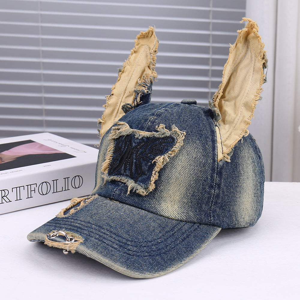 Adjustable Size 3D Ear Decoration Baseball Cap Unisex Fashionable Hole Design Trendy Versatile Sun  6