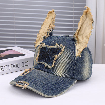 Adjustable Size 3D Ear Decoration Baseball Cap Unisex Fashionable Hole Design Trendy Versatile Sun  6