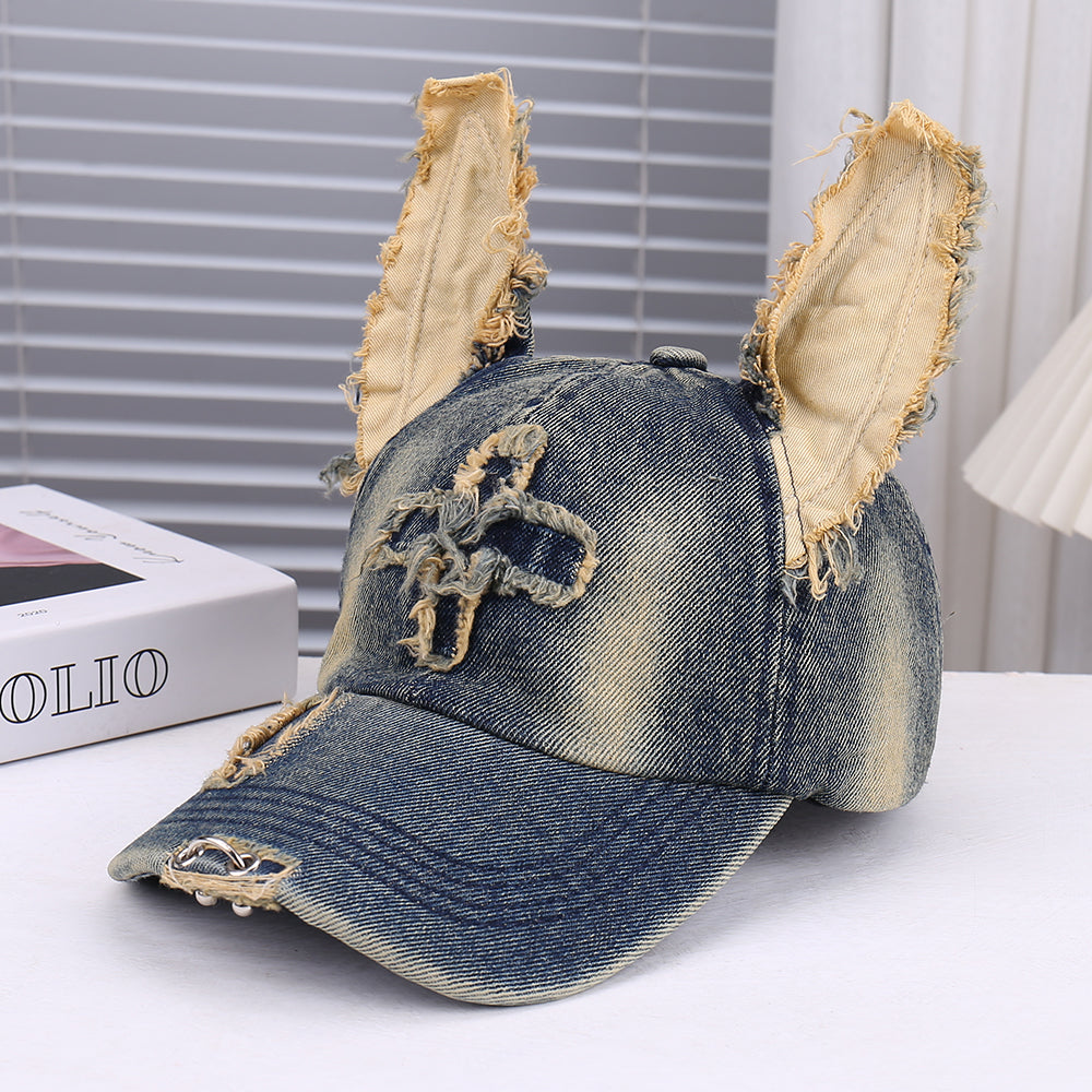 Adjustable Size 3D Ear Decoration Baseball Cap Unisex Fashionable Hole Design Trendy Versatile Sun  7