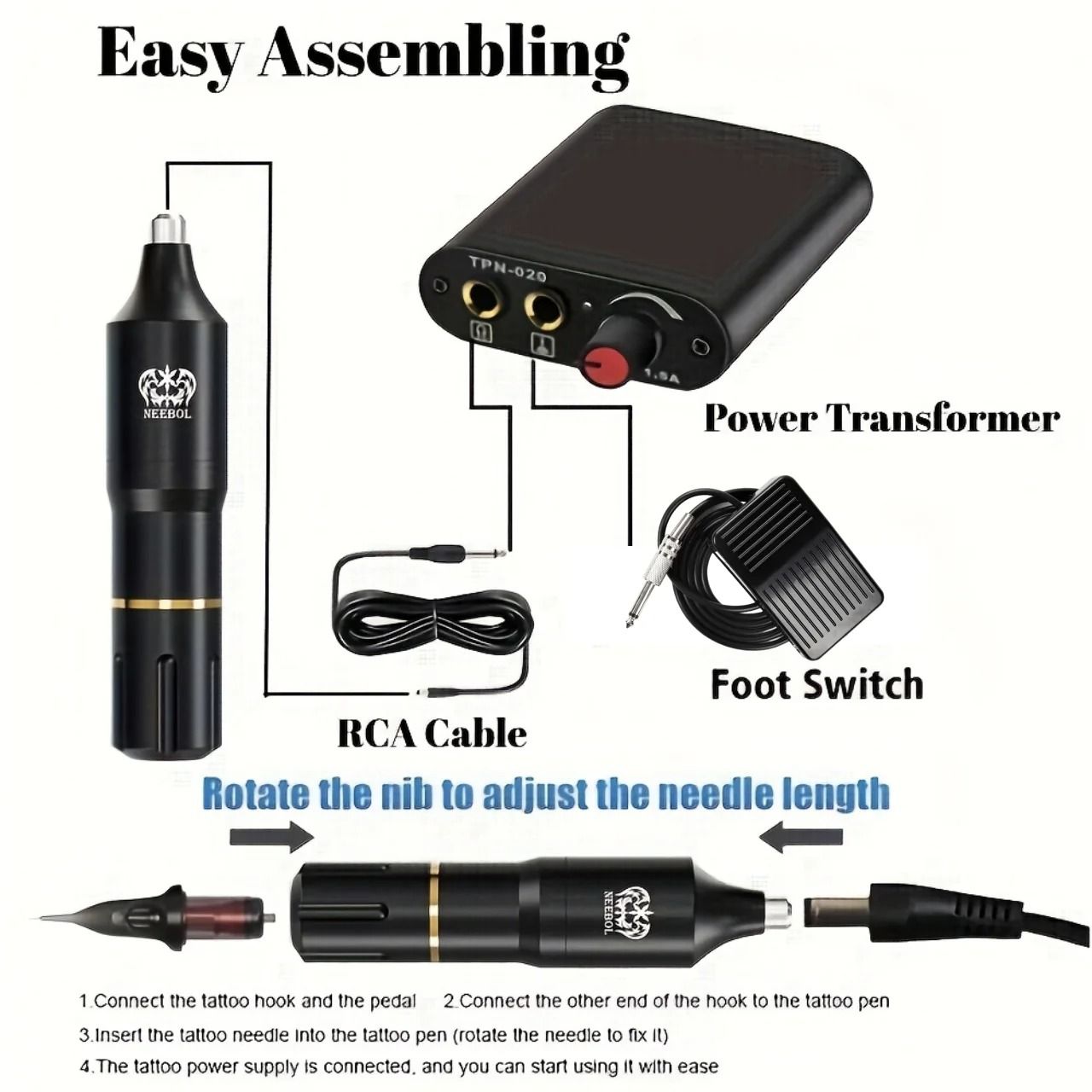 Professional Cordless Tattoo Kit With Complete Wireless Machine Set 3