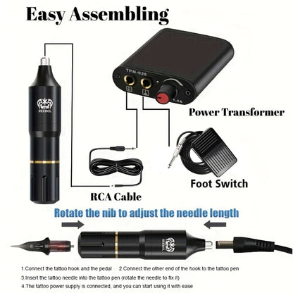 Professional Cordless Tattoo Kit With Complete Wireless Machine Set 3