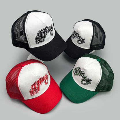 New Unisex Color Block Letter Embroidery Baseball Hats, American Style Sunshade, Breathable Hip Hop Mesh Trucker Caps