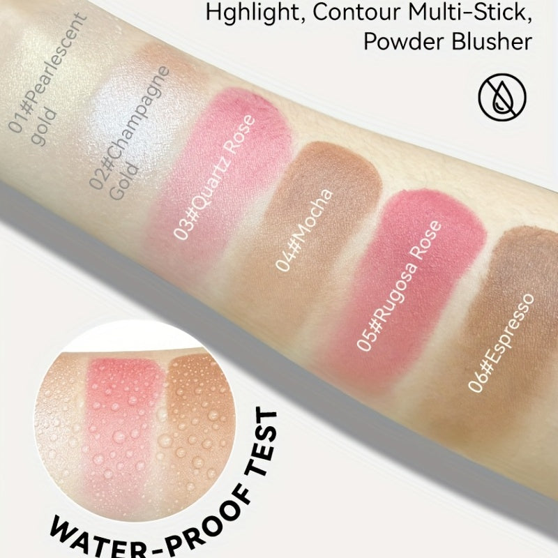 Cream Contour Sticks, Highlighter, Bronzer, Blush, Non Greasy Face Contouring Pen, Water Resistant, Smooth Blend Makeup