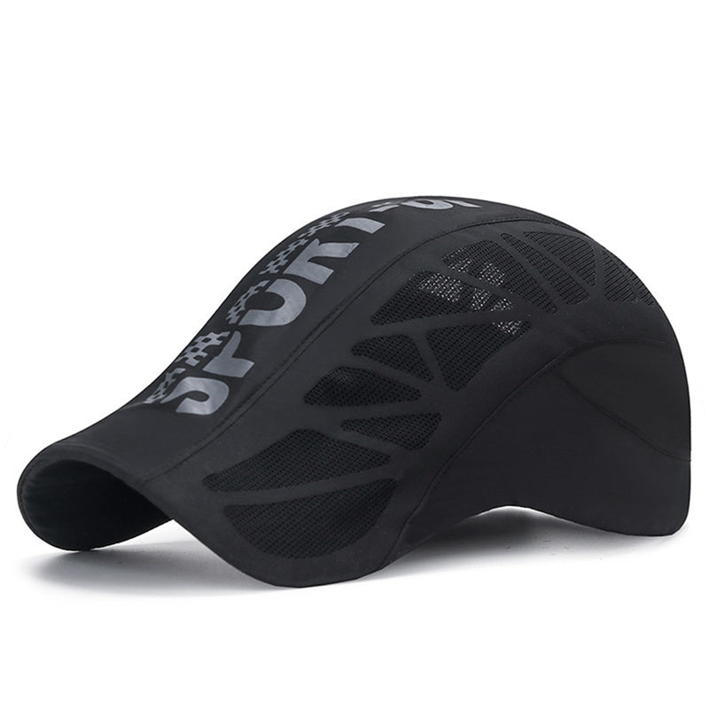 Quick Dry Men Sports Hat, Golf Driving Cycling Cap, Letter Print Newsboy Flat Ivy, Breathable Net Mesh Summer Baseball