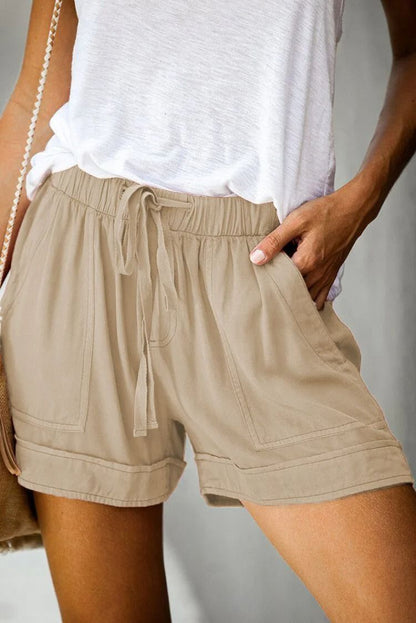 Womens High Waisted Lace Up Loose Fit Twill Wide Leg Summer Shorts 12
