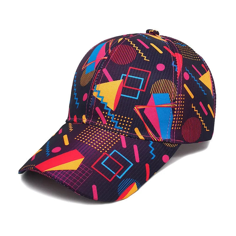 Adjustable Spring Polyester Graffiti Print Casquette Baseball Cap, Outdoor Snapback Hats for Men and Women, Trendy