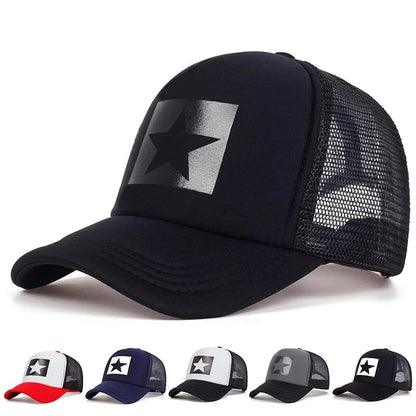 Adjustable Casual Hats Sunscreen Hat, Five-Pointed Star Printed Baseball Net Caps, Spring and Summer Outdoor Wear