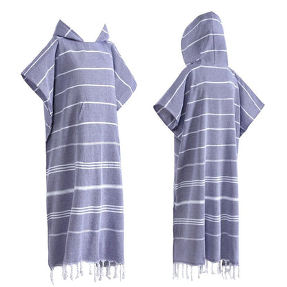 Turkish Wearable Beach Towel Sandproof Cotton Hooded Changing Poncho 6