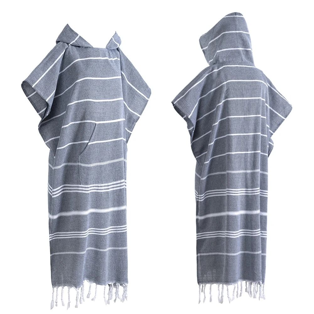 Turkish Wearable Beach Towel Sandproof Cotton Hooded Changing Poncho 7