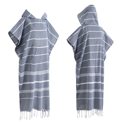 Turkish Wearable Beach Towel Sandproof Cotton Hooded Changing Poncho 7