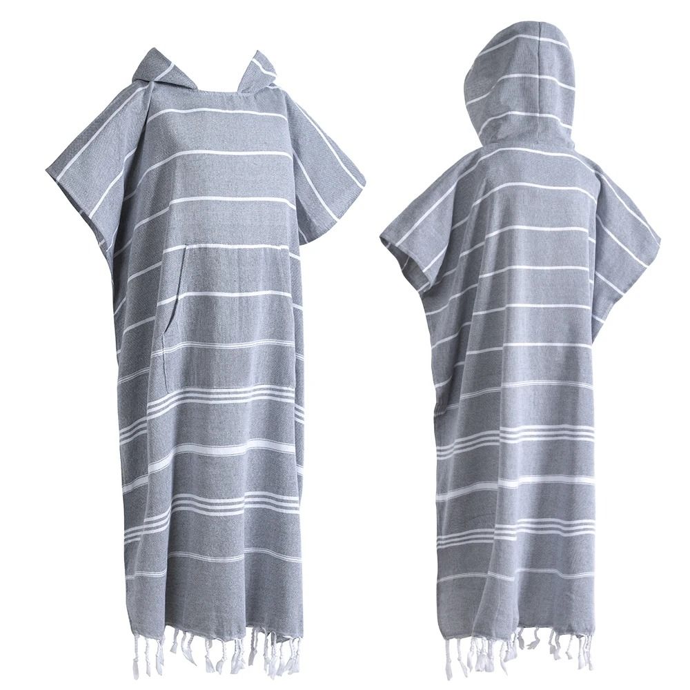 Turkish Wearable Beach Towel Sandproof Cotton Hooded Changing Poncho 8