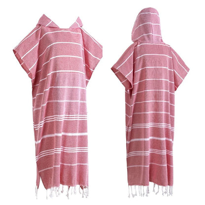 Turkish Wearable Beach Towel Sandproof Cotton Hooded Changing Poncho 9