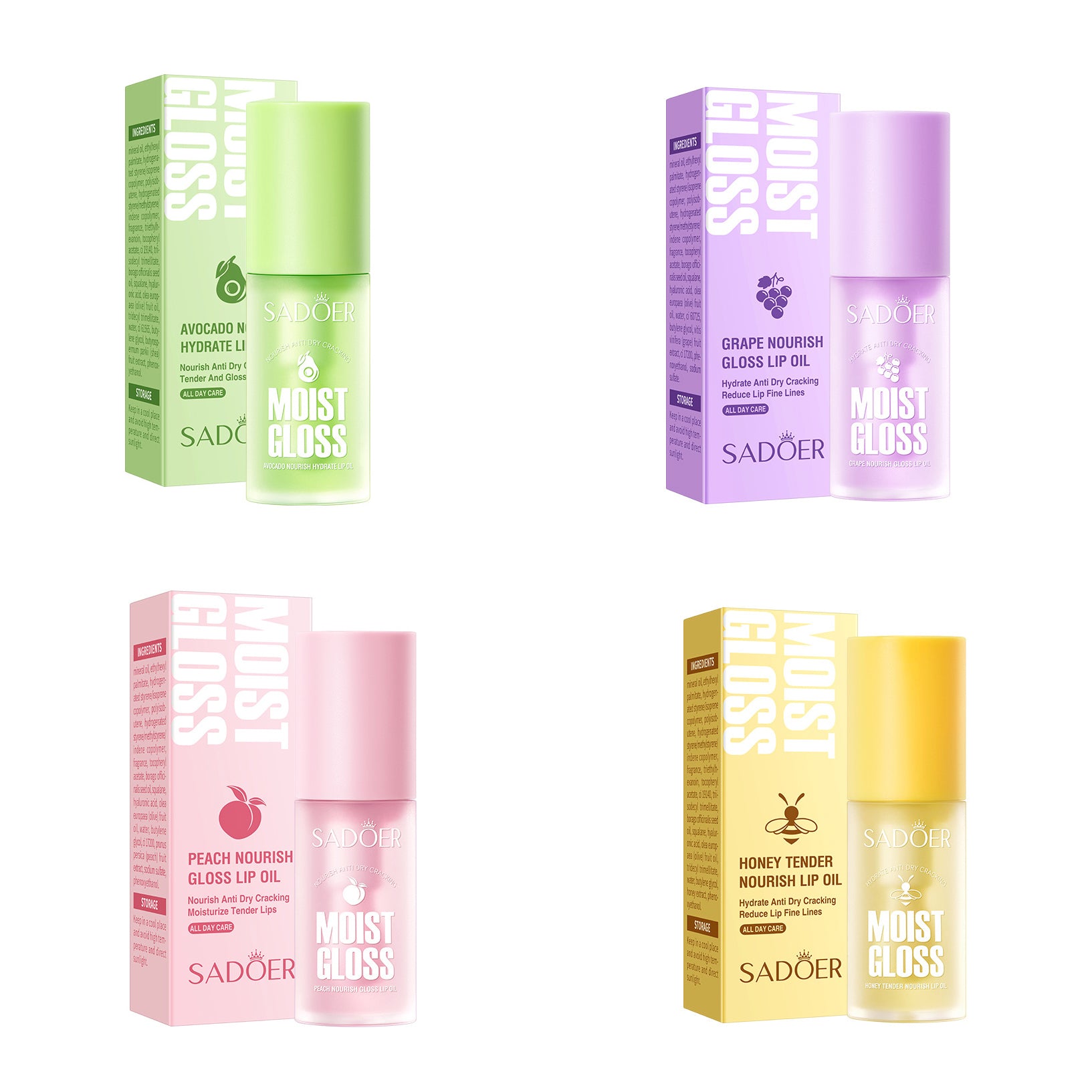 Fruit Lip Oil Avocado, Nourishing Moisturizing, Anti Dry Cracked Hydration, Fall and Winter Moisturizing Lipstick