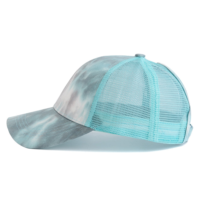 New Women Ponytail Cap Tie Dyeing Design Baseball Cap Female Streetwear Trendy Trucker Hats For Eve 3