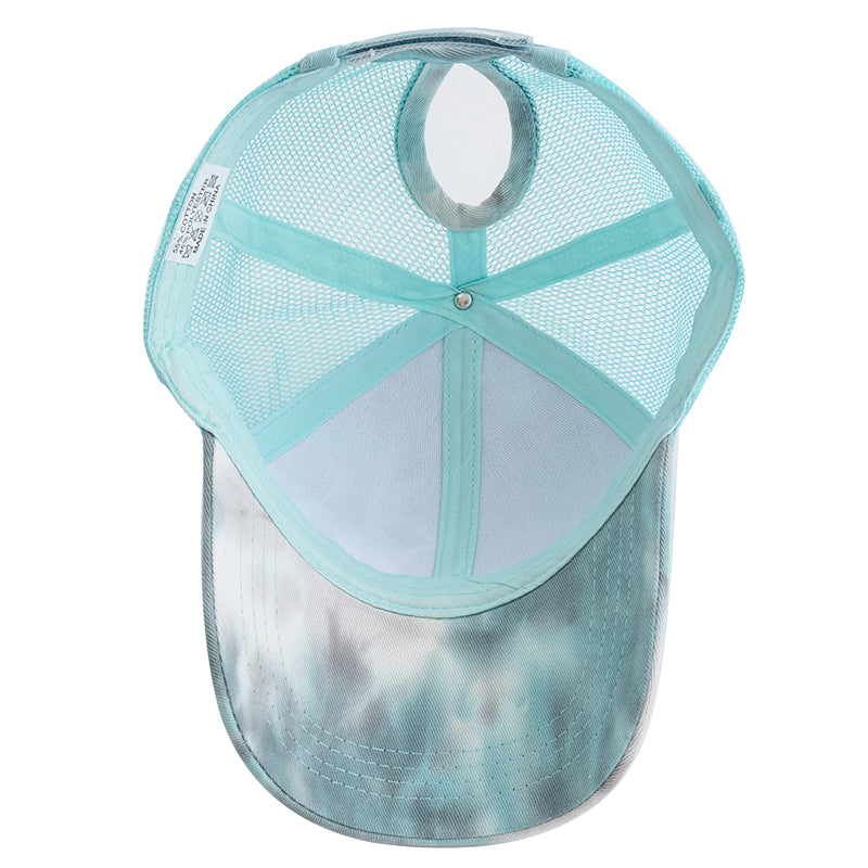 New Women Ponytail Cap Tie Dyeing Design Baseball Cap Female Streetwear Trendy Trucker Hats For Eve 4