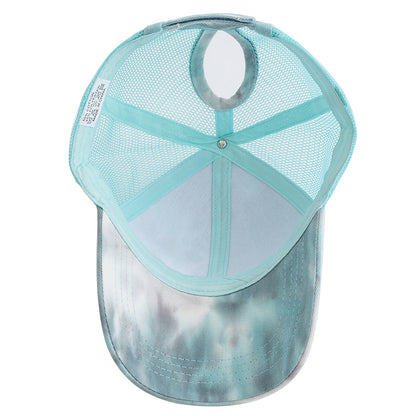 New Women Ponytail Cap Tie Dyeing Design Baseball Cap Female Streetwear Trendy Trucker Hats For Eve 4