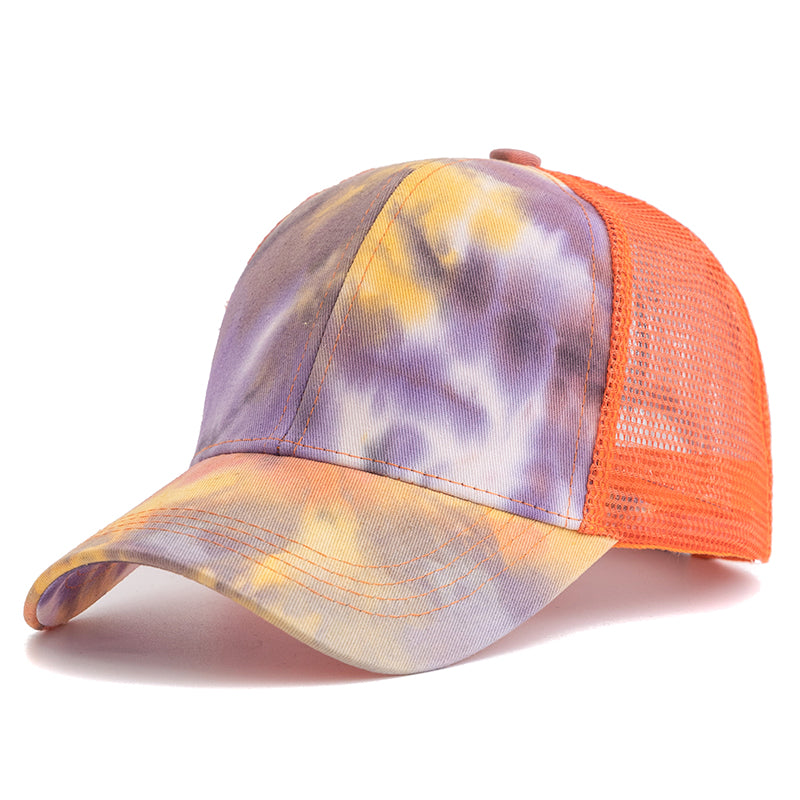 New Women Ponytail Cap Tie Dyeing Design Baseball Cap Female Streetwear Trendy Trucker Hats For Eve 7