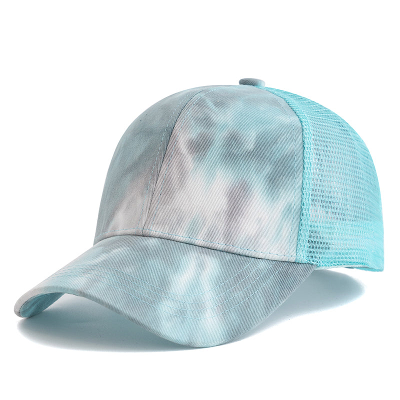 New Women Ponytail Cap Tie Dyeing Design Baseball Cap Female Streetwear Trendy Trucker Hats For Eve 10
