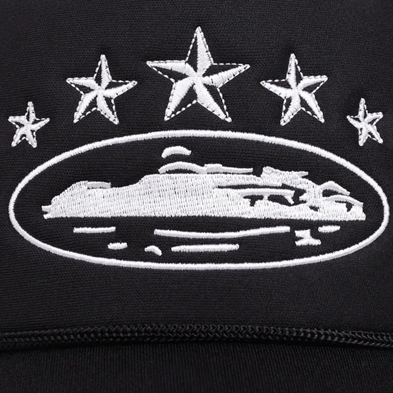 Men and women outdoor sports event mesh baseball caps, fashionable simple star embroidered sponge casual hats