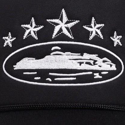 Men and women outdoor sports event mesh baseball caps, fashionable simple star embroidered sponge casual hats