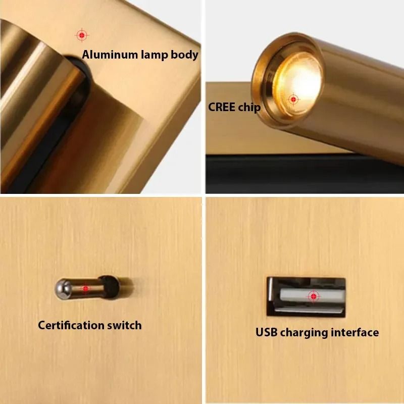 Adjustable Wall Lamp With USB Charging And 350 Rotation For Reading And Bedside Lighting 6