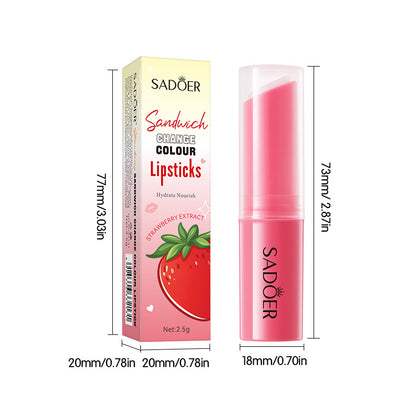 Color Changing Lipstick, Moisturizing Dudu, Sandwich Lipstick, Lipstick Girl Heart, Moisturizing Warm Fruit Color Balm