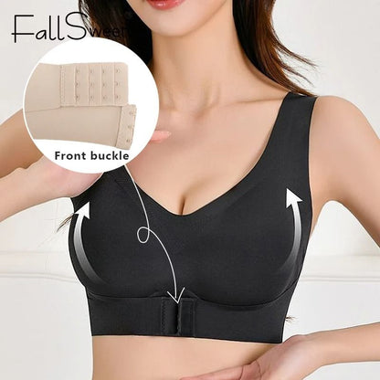 Womens Posture Correction Seamless Wireless Push Up Bra With Cross Back Support 3