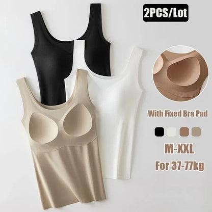Silk Seamless Tank Top with Chest Pad for Women