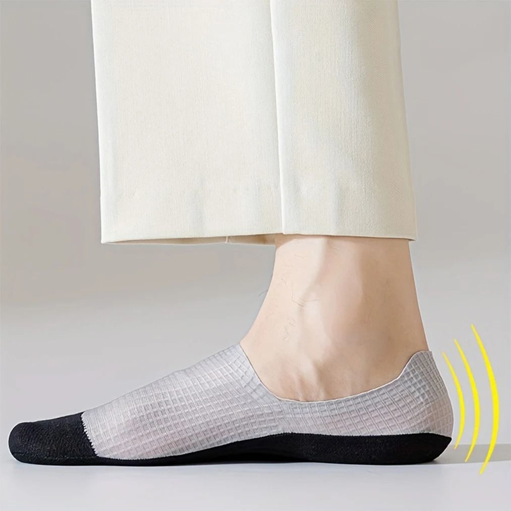 3 Pairs Mens Invisible Mesh Boat Socks Breathable And SweatAbsorbing 3