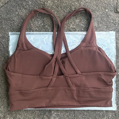 Solid Color Cross Back Fitness Bra With Soft Support 10