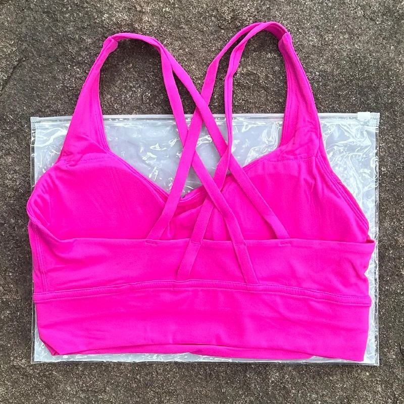 Solid Color Cross Back Fitness Bra With Soft Support 12