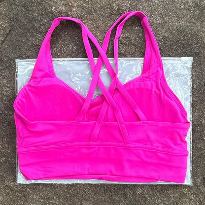 Solid Color Cross Back Fitness Bra With Soft Support 12