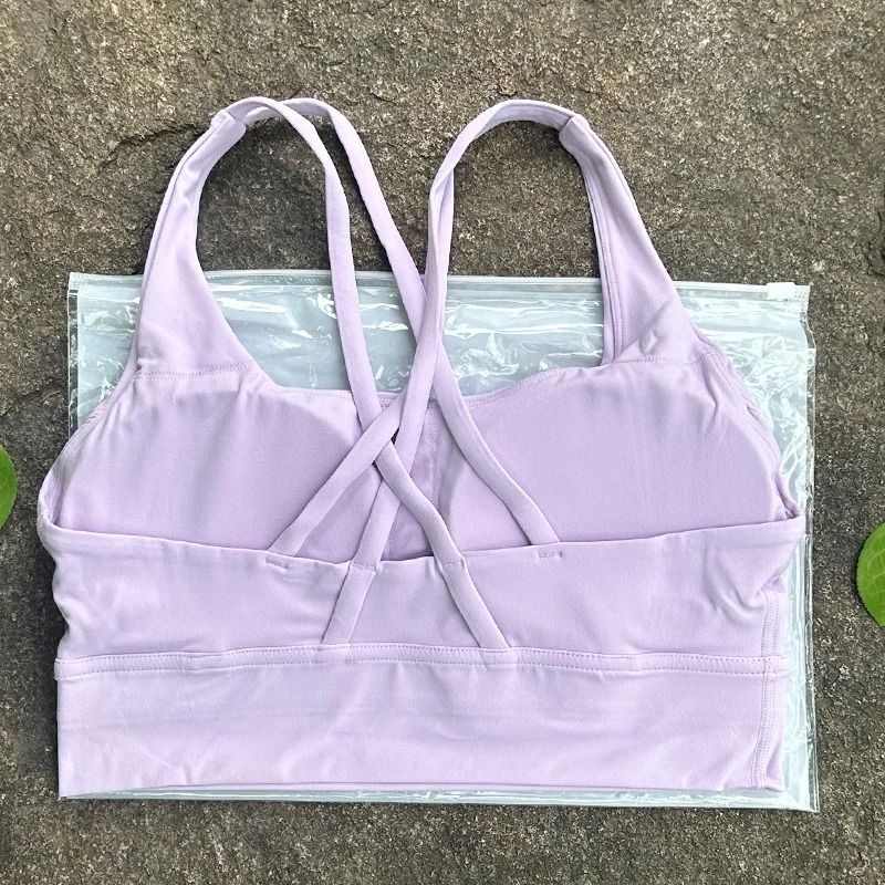 Solid Color Cross Back Fitness Bra With Soft Support 14