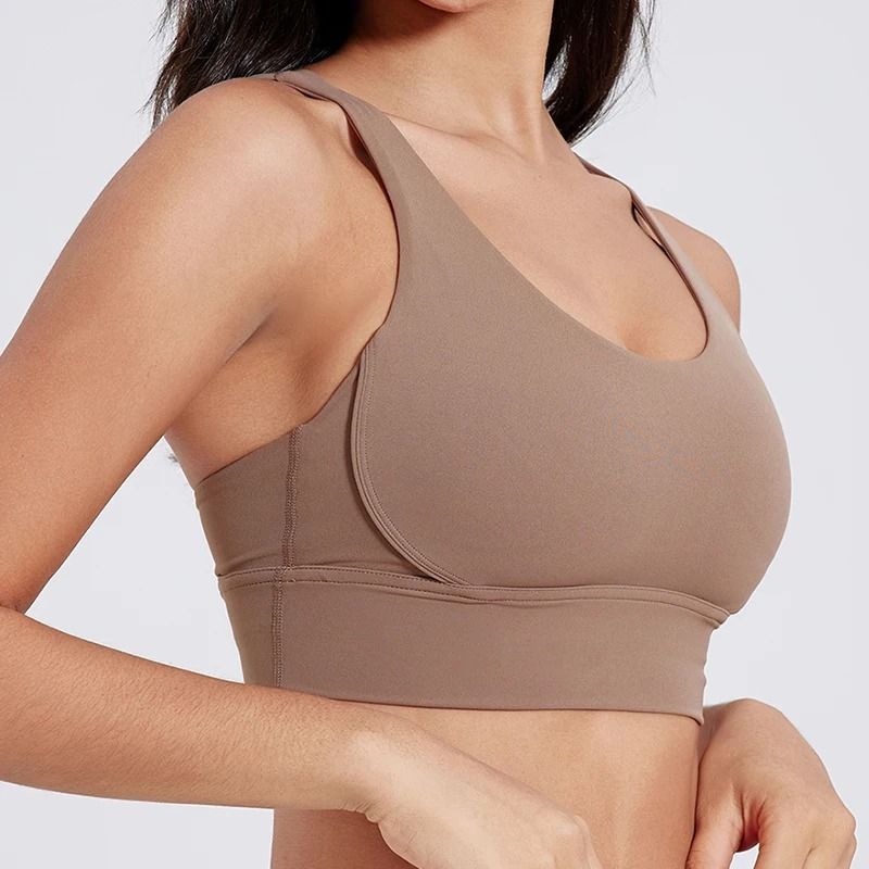 Solid Color Cross Back Fitness Bra With Soft Support 3