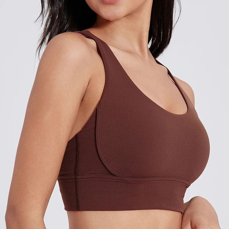 Solid Color Cross Back Fitness Bra With Soft Support 5