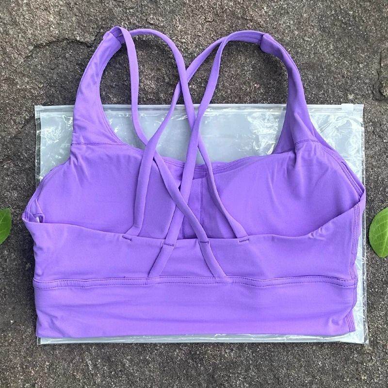 Solid Color Cross Back Fitness Bra With Soft Support 6