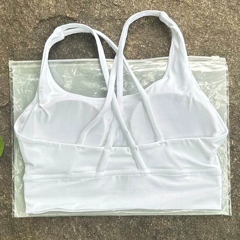Solid Color Cross Back Fitness Bra With Soft Support 7