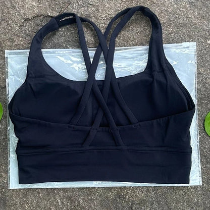 Solid Color Cross Back Fitness Bra With Soft Support 8