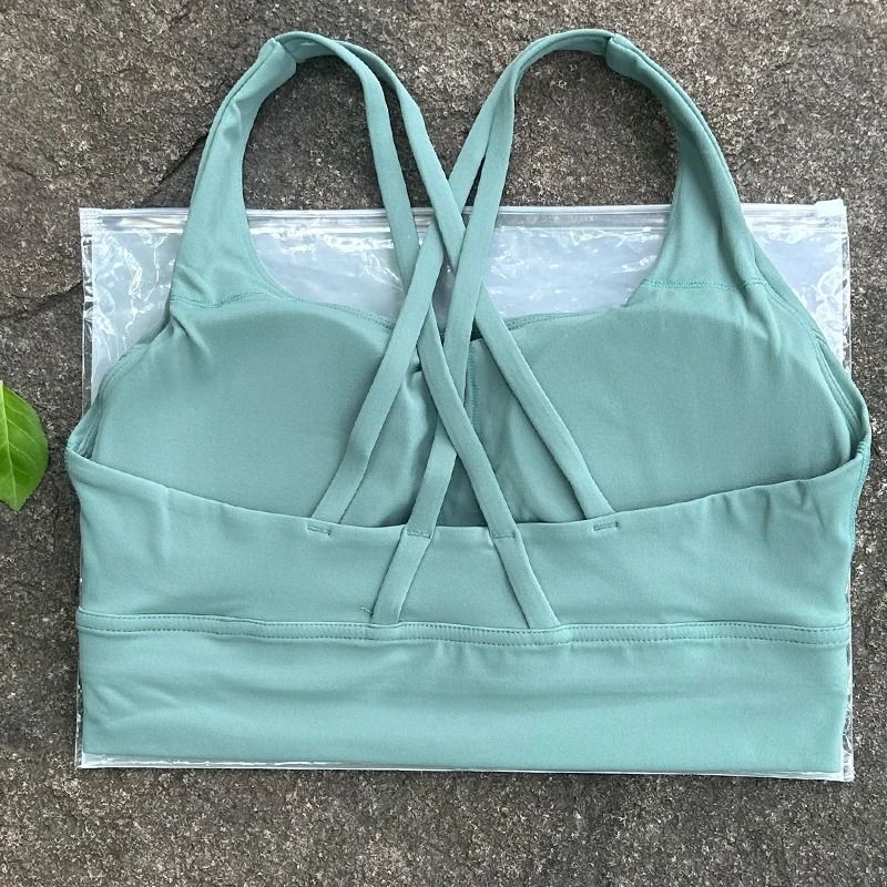 Solid Color Cross Back Fitness Bra With Soft Support 17