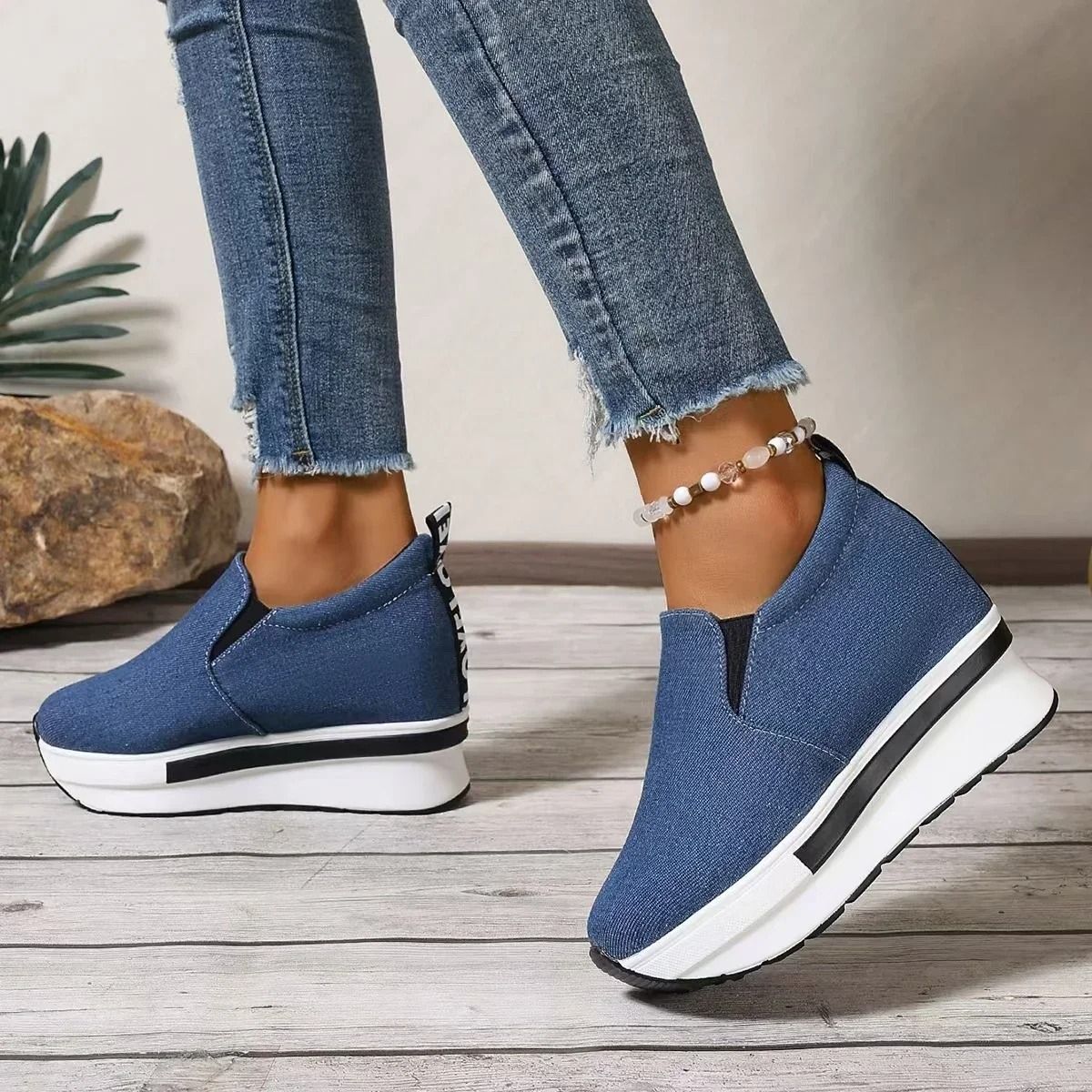 Womens Height Increasing SlipOn Wedge Sneakers With Thick Sole And Lightweight Comfort 2