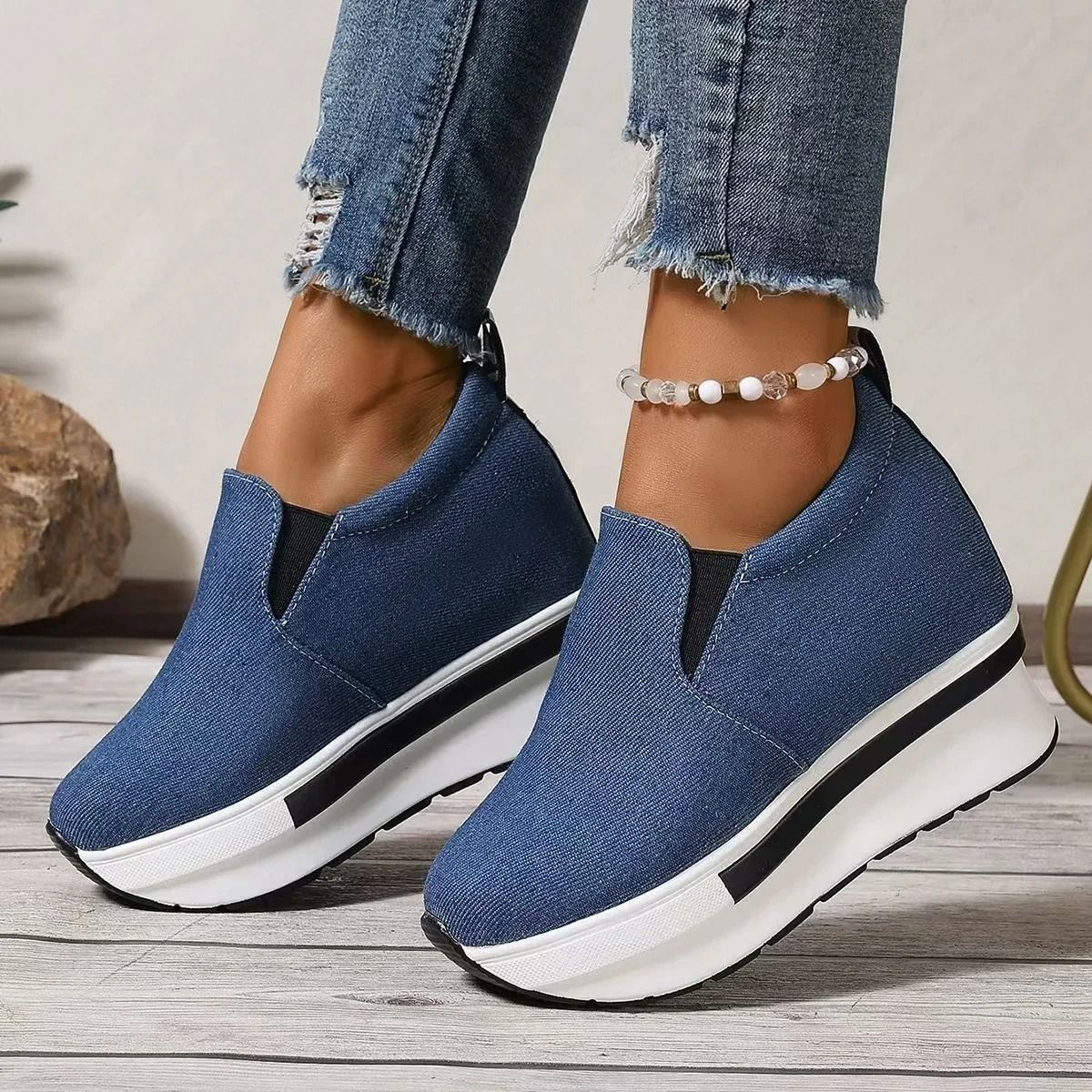 Womens Height Increasing SlipOn Wedge Sneakers With Thick Sole And Lightweight Comfort 6
