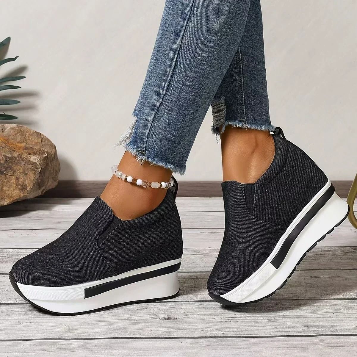 Womens Height Increasing SlipOn Wedge Sneakers With Thick Sole And Lightweight Comfort 7